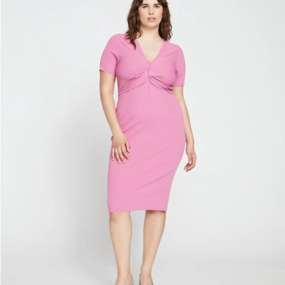 NWT Universal Standard Twist Knit Ribbed Dress Anemone Pink - Picture 1 of 11